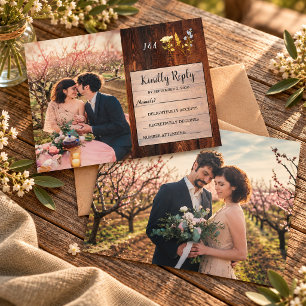 Invitation Fleurs sauvages rustiques monogramme photo Réponse