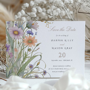 Invitation Fleurs Sauvages Rustiques pour Sauvegarder la Date