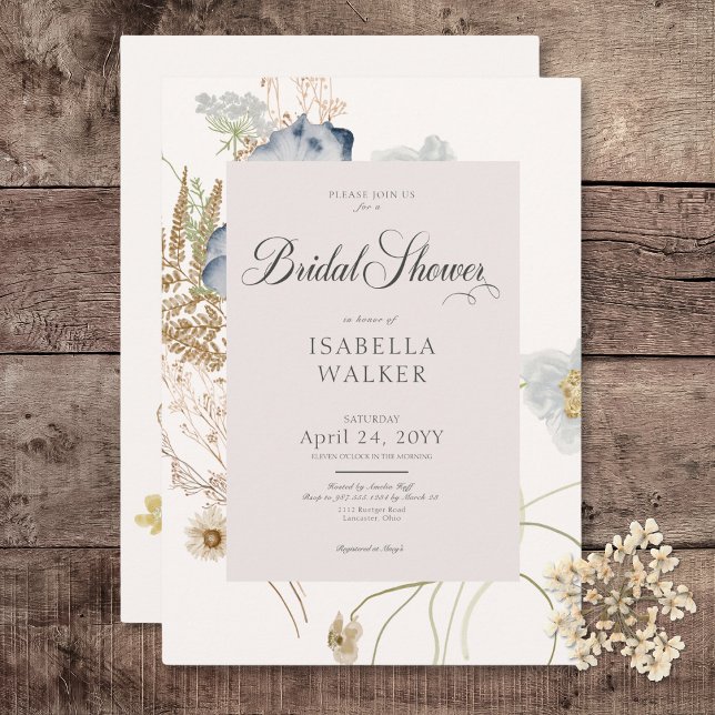 Invitation Fleurs sauvages rustiques sur Fête des mariées de  (Rustic Wildflowers on Cream Bridal Shower Invitation)