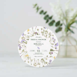 Invitation Fleurs sauvages rustiques violettes