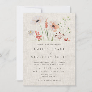 Invitation Fleurs sauvages simples Jardin Botanique Mariage B