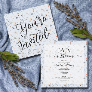 Invitation Fleurs sauvages sur le Baby shower Blue Boy