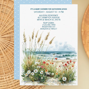Invitation Fleurs sauvages sur le Baby shower de plage Invita