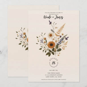 Invitation Fleurs sauvages Vintage Floral Bunch Bohème Mariag