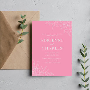 Invitation Fleurs Simplicité 1 Rose Ballet Mariage Minimalist