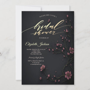 Invitation Fleurs Sombres Baptême de Mariée Gothique
