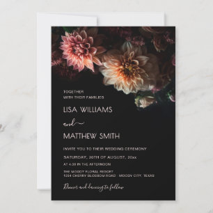 Invitation Fleurs sombres et lunaires   Mariage aux chrysanth