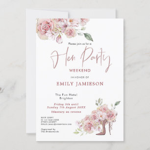 Invitation Fleurs Stiletto Week-end Itinéraire Hen Party