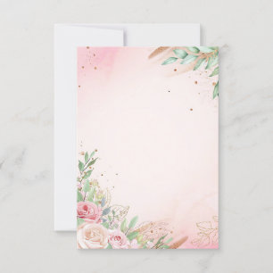Invitation Fleurs sur fond rose