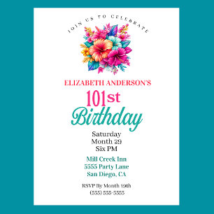 Invitation Fleurs Tropicales 101e Anniversaire