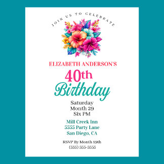 Invitation Fleurs Tropicales 40e Anniversaire