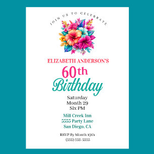 Invitation Fleurs tropicales 60e anniversaire