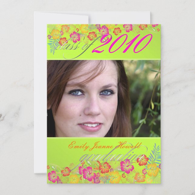 Invitation Fleurs tropicales à la mode Fête des diplômes (Devant)