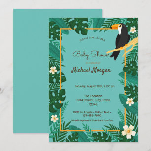 Invitation Fleurs tropicales, Baby Shower Animaux