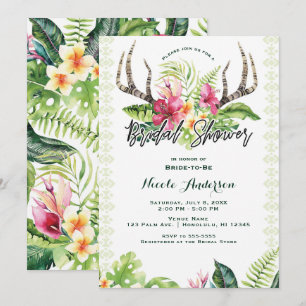 Invitation Fleurs Tropicales Bohème Rustique Bridal Shower de
