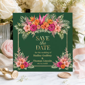 Invitation Fleurs tropicales colorées | Hibiscus et verdure