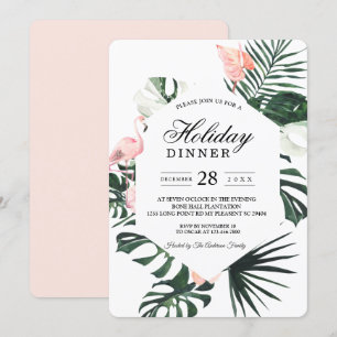 Invitation Fleurs tropicales et beauté Flamant rose rose