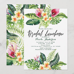 Invitation Fleurs tropicales et déjeuner Feuille floral
