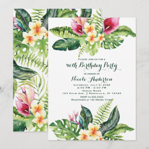 Invitation Fleurs tropicales et Feuilles Fête d'anniversaire 