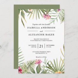 Invitation Fleurs Tropicales Et Mariage Feuille