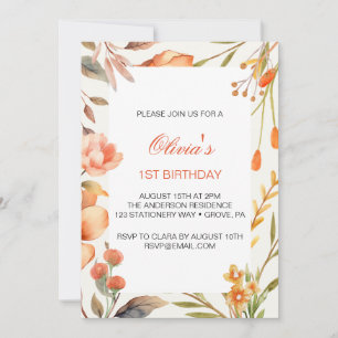 Invitation Fleurs tropicales Premier anniversaire