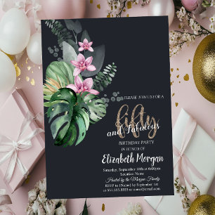 Invitation Fleurs tropicales Sombre 50e anniversaire