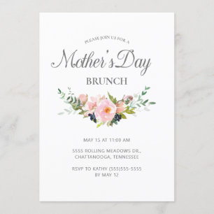 Invitation Fleurs verdoyantes roses pastel élégantes pour la