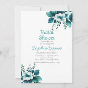 Invitation Fleurs vertes et Fête des mariées blanche Feuille