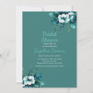 Invitation Fleurs Vertes et Feuilles Vertes Baby Shower Maria