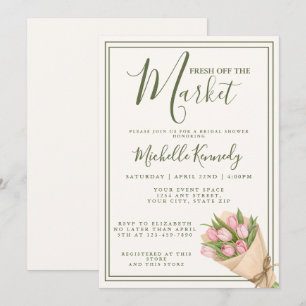 Invitation Fleurs Vertes Fraîchement Cueillies sur le Marché