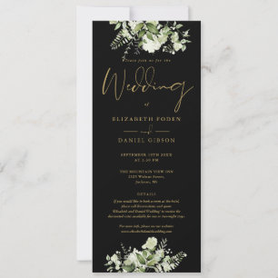 Invitation Fleurs Vertes Noir Et Or DétailsMariage