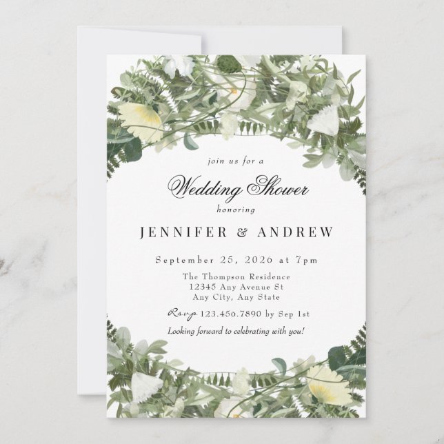 Invitation Fleurs vertes sauvages | WEDDING SHOWER FLEUR SAUV (Devant)
