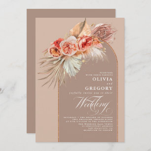 Invitation Fleurs vibrantes et Mariage en laiton de la Pampas
