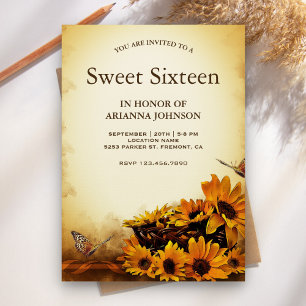 Invitation Fleurs Vintage Tournesol Sweet Seize