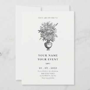 Invitation Fleurs vintages dans vase antique