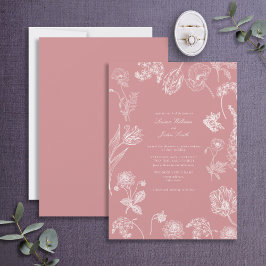 Invitation Fleurs vintages du jardin Dusty Rose photo Mariage