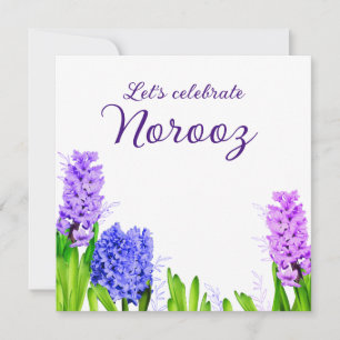 Invitation Fleurs violettes bleu rose Hyacinth Joyeux Norooz