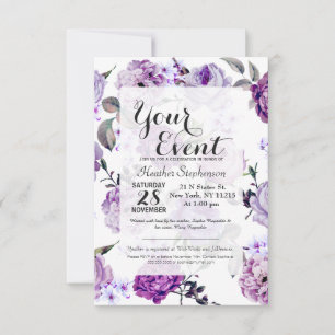 Invitation Fleurs violettes de Lilac violettes élégantes