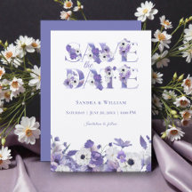 Fleurs violettes de mariage à l'aquarelle Enregist
