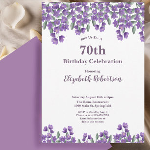 Invitation Fleurs Violettes Élégantes pour les 70 ans d'une F