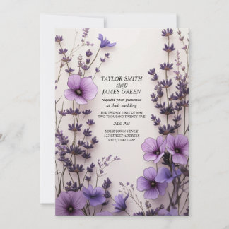 Invitation Fleurs violettes et lavande