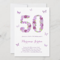 Fleurs violettes et papillons 50e anniversaire fêt