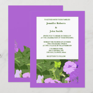 Invitation Fleurs violettes florales violettes Mariage Feuill