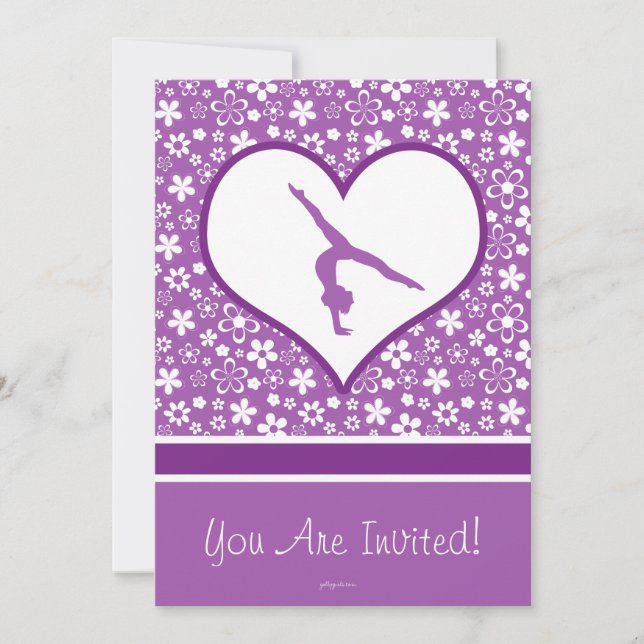 Invitation Fleurs violettes personnalisées Gymnastique Motif (Devant)