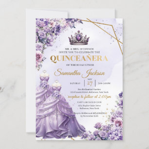 Invitation Fleurs violettes Twin Princess Robe Quinceañera