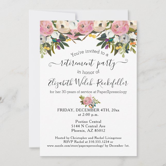 Invitation Fleurs vives Boho Floral Retraite Party Photo (Devant)