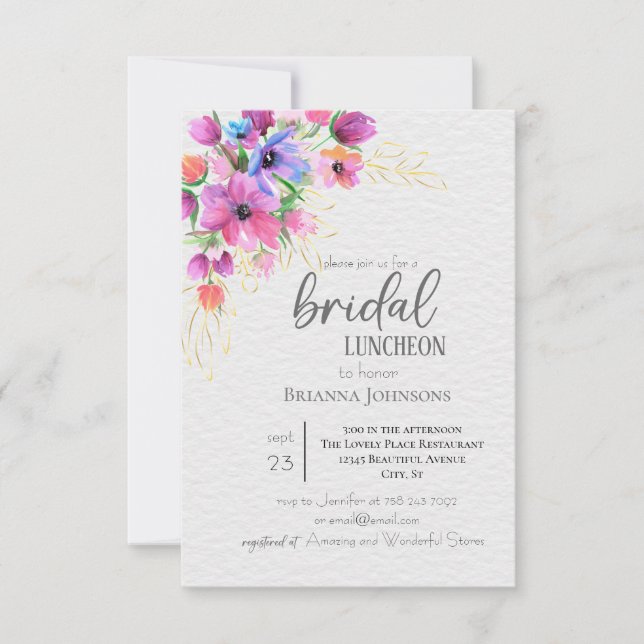 Invitation Fleurs vives Golden Greenery Bridal Brunch Invit (Devant)