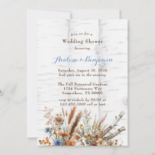 Invitation Fleurs Wedding shower de bouleau blanc