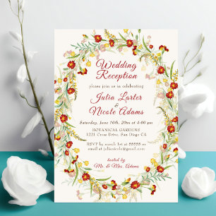 Invitation Fleurs Wild Marigold Foliage Mariage Réception