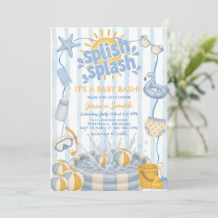 Invitation Flic Flac Piscine Été Bleu Baby Shower